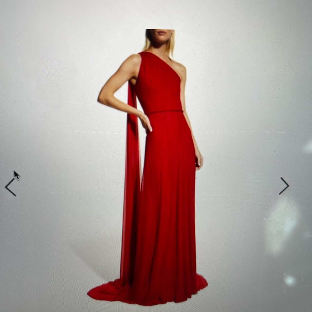 Naeem Kahn one shoulder cape gown size 2 red jersey worn once. $4995 retail